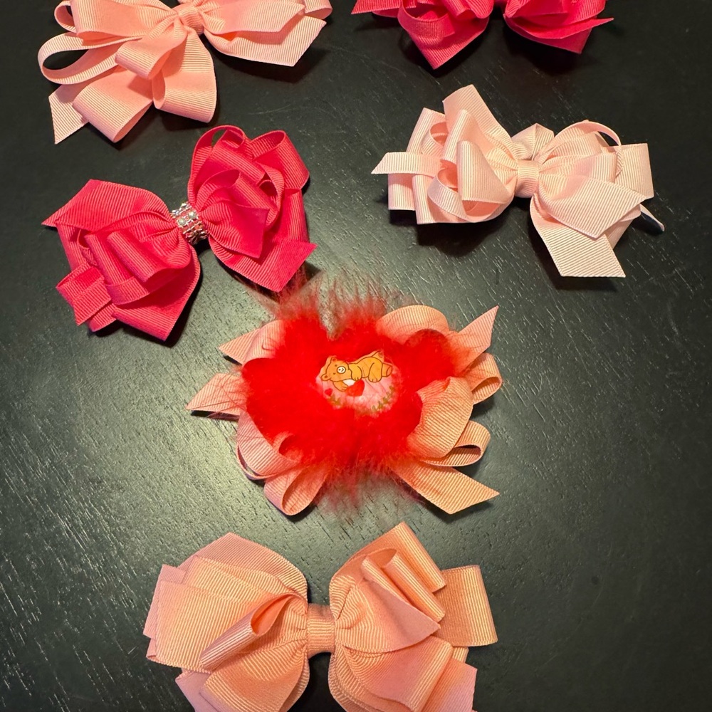 Set of Pink and Red Hair Bows
